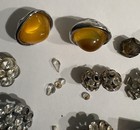 Vintage Antique Rhinestone Jeweled Glass Mixed Metal Buttons Lot Repair Crafts