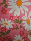 Vtg Pink Flower Power Pillow Cover Mod Green White Floral 15 x 11 