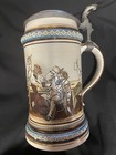 Villeroy   Boch Mettlach German Lidded Beer Stein Pewter Lid Tavern No 1146
