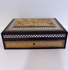 Vintage Indian Marquetry Inlaid Carved Wood Jewelry Box - Peacock Design -no Key