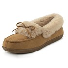  Women s Faux Fur Lined Micro Suede Moccasin Slipper 9 Tan