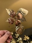 Vintage Homco Brass Gold Tone Metal Leaves Rose Wall Decor Hangings Set Of 3