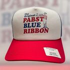 Pabst Blue Ribbon Trucker Hat - Brand New   White  Red   Blue With Pbr Mascot 