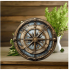 Vintage Nautical Compass Theme Metal Wall Decor Sign  8 Inch Universal Hanging H