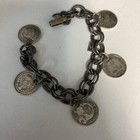 1956 Pakistan One Pie Coin 6 Inch Charm Bracelet Five Coins On Bracelet