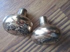 Pair Antique Cast Brass   Bronze Doorknob Art Nouveau Scroll Flower Design