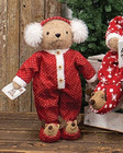 New Primitive Teddy Bear 15  Christmas Pajamas Red White Vintage Look Standing