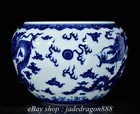 9 6 kangxi Marked Blue White Porcelain Dragon Beast Pattern Writing-brush Washer