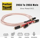 Pair 4tc 7n Silver Plated Occ Copper 2rca To 2rca Male Audio Interconnect Cable