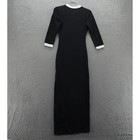 Adidas Originals Womens Maxi Dress V Black White Size Xs Slit 3 4 Sleeve New