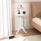 Round Small End Table Set 2 Wooden Pedestal Vintage Accent Pure White