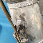 Antique Silver Plated Insulated Cherub Floral Birds Pattern Etched Tilting Ice 