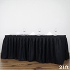Black 21 Feet Pleated Table Skirt Polyester Fabric Tradeshow Wedding Catering