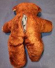 Vtg  Rubber Nose mouth  Orange Google Eyes Stuffed Plush Teddy Bear  Zipper