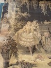 Victorian Era Antique Fabric Tapestry Romantic Scene Embroidered Wall Hanging