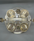 Antique Epns  Silver Plated 4 Egg Cup Set  server  With Stand  4 Spoons  Pierced