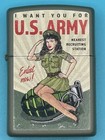 Military Enlist Pinup Girl Dark Green I Want You For Us Army Zippo Lighter New