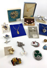 Jewelry Costume Lot Of 18   Vintage   Pins Earrings Necklaces Charm   Nos