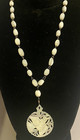 Mother Of Pearl Hand Carved Dove   Bird 22  Necklace-antique Victorian Mop-mint 