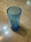 Antique Hand Blown Blue Crackle Glass 