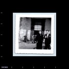 Old Vintage Square Photo Men Women Outside Building Snapshot Picture Photograph