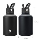 Bjpkpk Insulated Water Bottles With Straw Lid  50oz Large 50 Ounces  Black