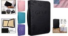 Stylish Black Bible Cover -  Faux Leather With Scriptures   Floral Design