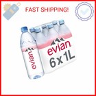 Evian Natural Spring Water  1 L Bottles  6 Pack