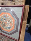 Vintage National Palace Museum Chinese Asian Textile Art Print Framed Octagonal 