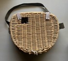 Vintage Wicker Fishing Creel Basket Strap Wood Fish Ornament Closure Colorful