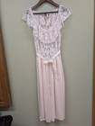 Vintage Victoria Secret 70s 80s Crown Label Pink Floral Lace Nightgown Size Med
