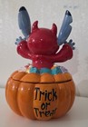 Disney Stitch Halloween Cookie Jar Devil Stitch Pumpkin Rare Retired Disney