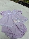 Nb Vintage Mayfair Baby 2 Pc Purple White Lace Bloomer  Puff Sleeve Infant Girls
