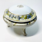 Vintage Hand Painted Nippon 3 Footed Dresser Powder Jar Moriage