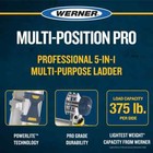 5 In 1 Multi Position Pro 14 Ft  Reach Aluminum Adjustable Multi Position Ladder