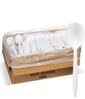 Bulk Disposable Plastic White Single Use Soup Spoons For Restaurants heavy Duty