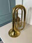 King 1124 Marching Baritone Horn Bb     Gold Lacquer     Usa Made W  Case   