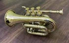 Polished Brass Bugle Instrument Pocket Trumpet With Vintage 3 Valve Flugel Horn