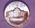 1943-d Jefferson War Silver Nickel   Goldish Toning Gem bu    306-6b