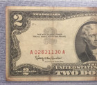 1963  2 Dollar Bill Legal Tender - Red Seal A02831130a - In Plastic Sleeve