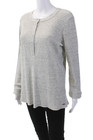 Philanthropy Womens Long Sleeve Scoop Neck Waffle Knit Shirt Gray Cotton Size Xl