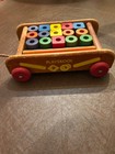 Vintage Playskool Wagon Wooden Blocks Pull Toy Nearly Complete 1960 1st Version