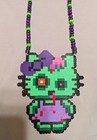      New Zombie Hello Kitty Kandi Perler Stretch Necklace Edm Edc Fest Rave Dance 