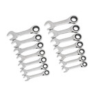 Sae metric 72-tooth Stubby Combination Ratcheting Wrench Tool Set  14-piece 