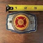 Vintage Fireman Firefighter Fire Department Belt Buckle 3 1 4  X 2 3 8 