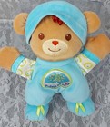 Fisher Price Baby s First Bear Blue Velour Satin Rattle Plush Stuffed Lovey 2008