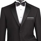 Big   Tall Men s Black Tuxedo Suit W  Sateen Lapel   Trim Classic Fit Nwt