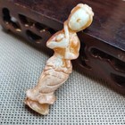 Chinese Jade Antique Hand-carved Pendant Ancient Nice Musician Beauty Statue3151