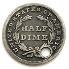 1837 No Stars H10c Seated Liberty Silver Half Dime  Holed