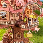 Rolife Sakura Tree House 3d Wooden Puzzle Diy Building Model Kit Kids Teens Toys